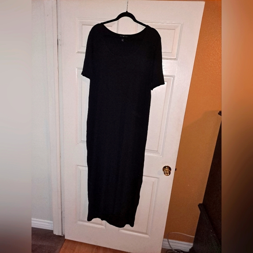Plus size 2X short sleeve long black dress
